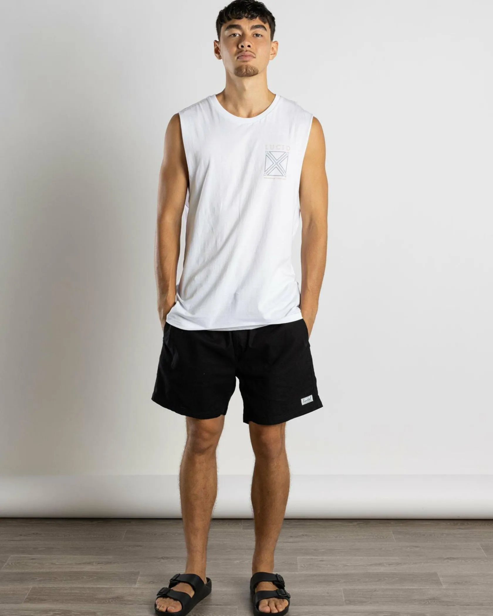 Lucid Intersect Muscle Tank White Hot