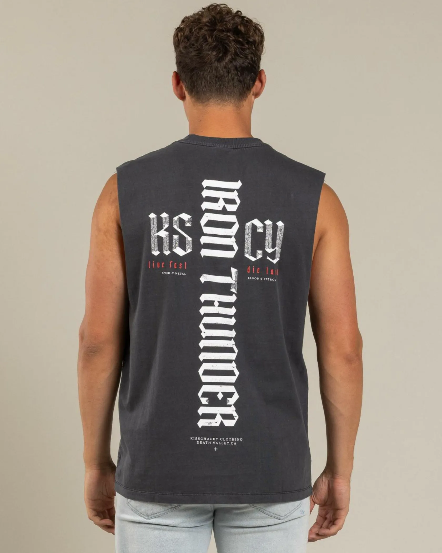 Kiss Chacey Iron Thunder Relaxed Muscle Tank Pigment Black New