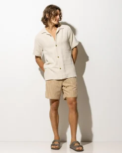Rhythm Jacquard Linen Jam Shorts Sand Outlet