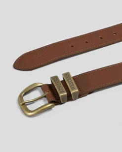 Ringers Western James Leather Belt Tawny Brown/gold Clearance