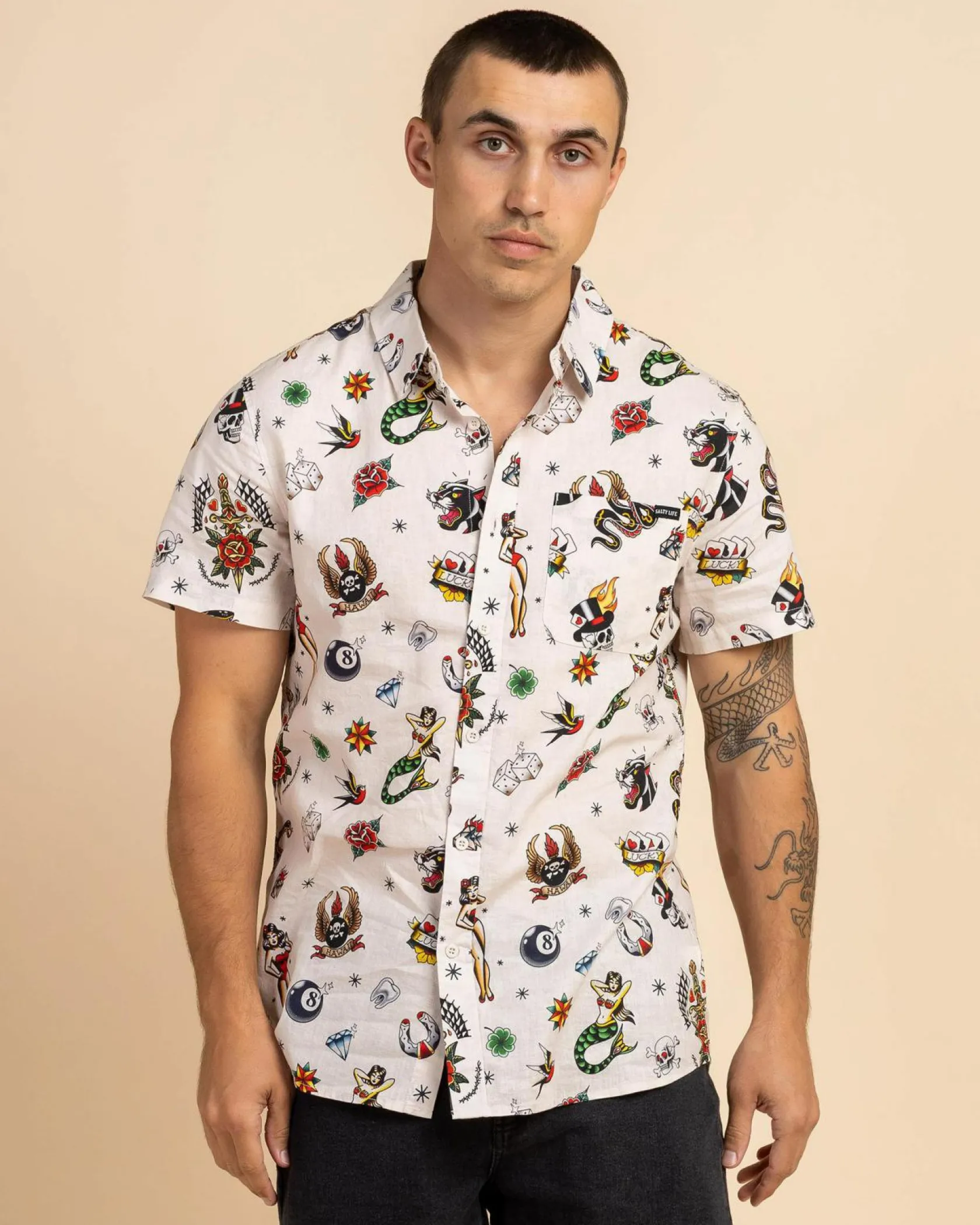 Salty Life Karma Short Sleeve Shirt Cream Sale