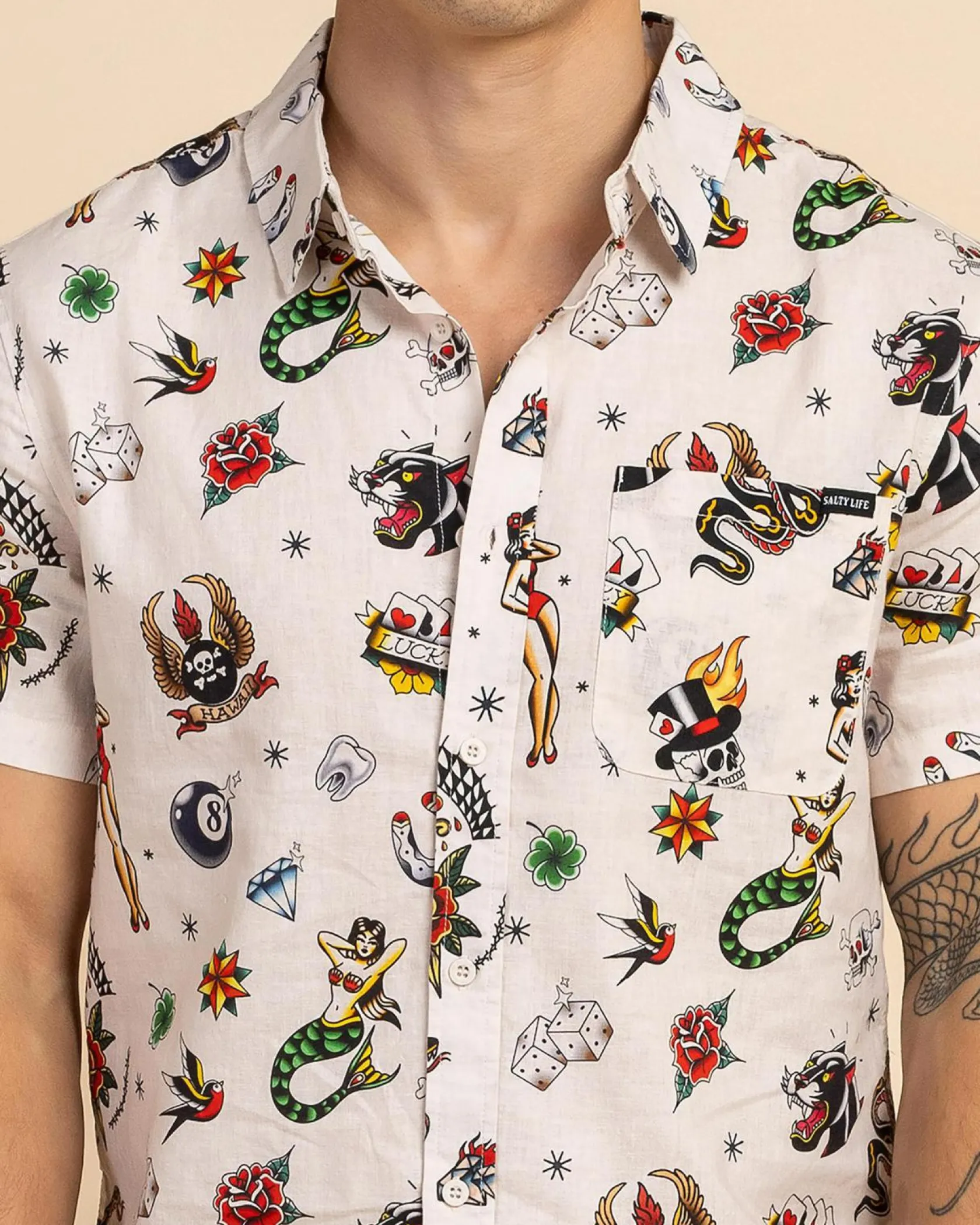 Salty Life Karma Short Sleeve Shirt Cream Sale