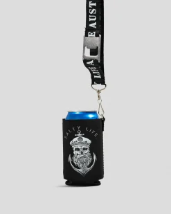 Salty Life Keystone Lanyard Stubby Cooler Black Outlet