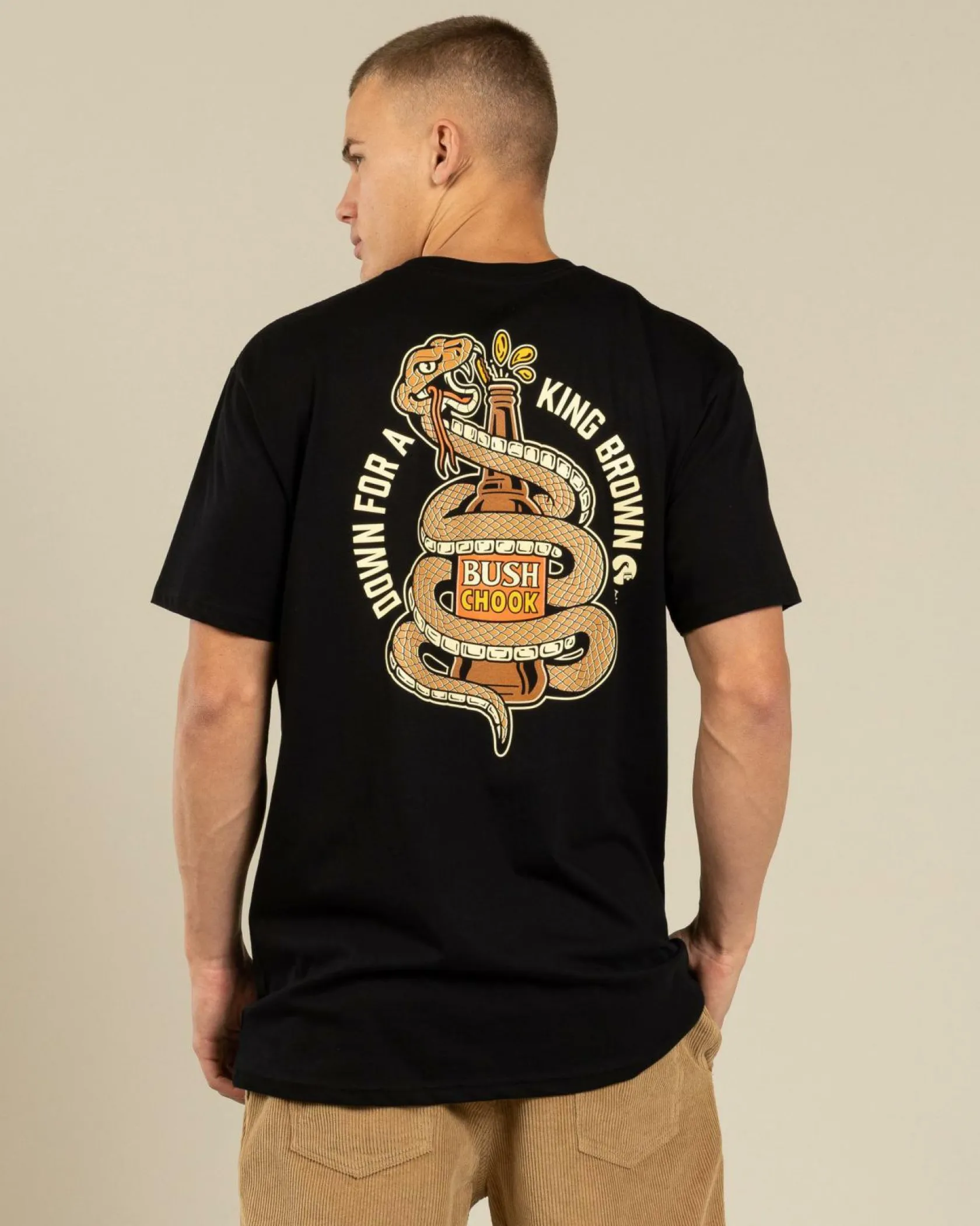 Bush Chook King Brown T-Shirt Black Sale