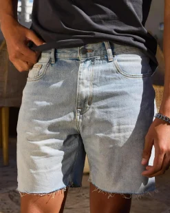 Kiss Chacey KS5 Slim Denim Shorts Sunbleached Blue New