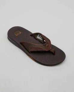 Reef Leather Fanning Dab Thongs Dark Brown Sale