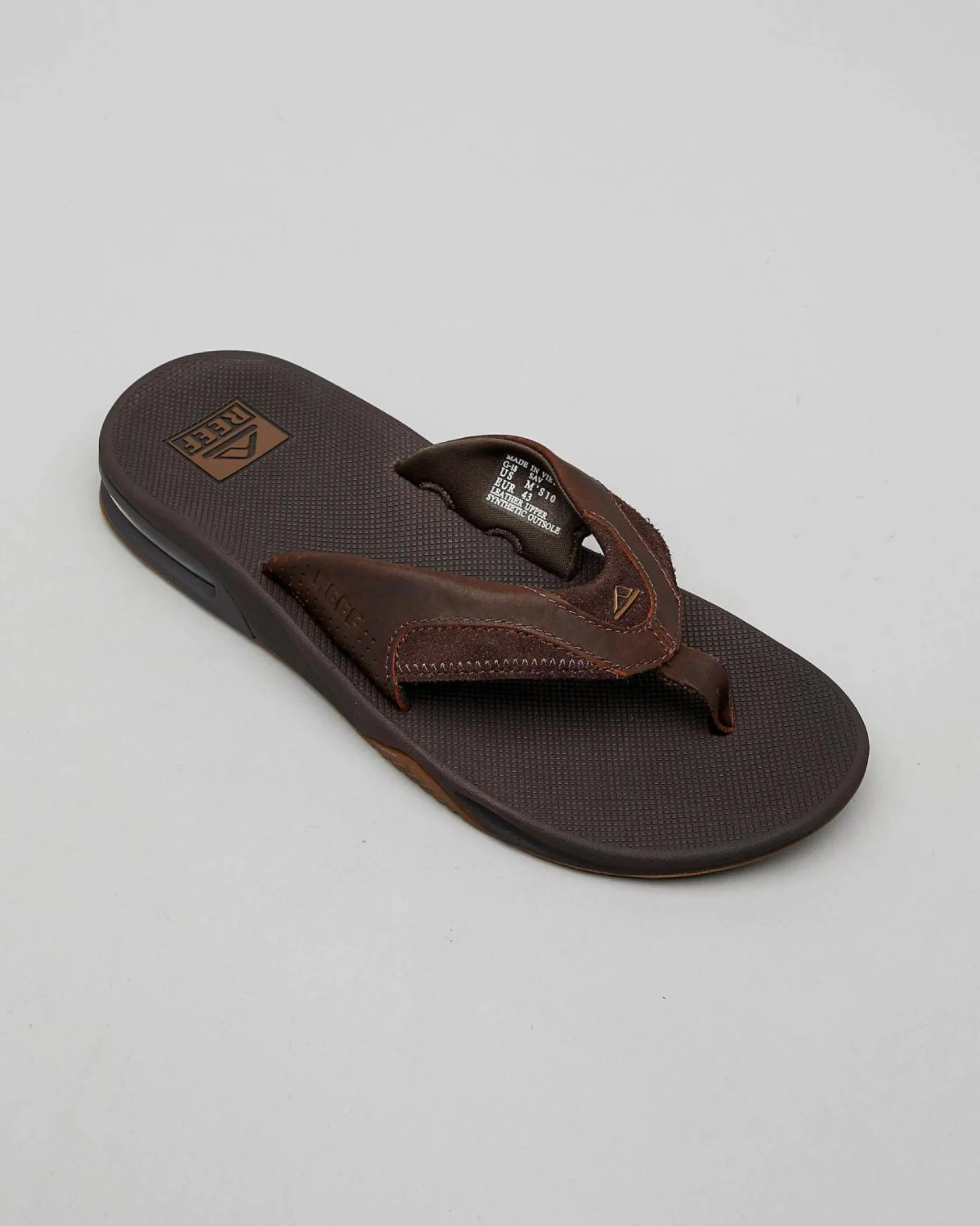 Reef Leather Fanning Dab Thongs Dark Brown Sale