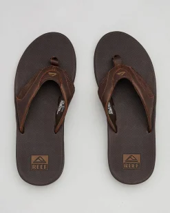Reef Leather Fanning Dab Thongs Dark Brown Sale