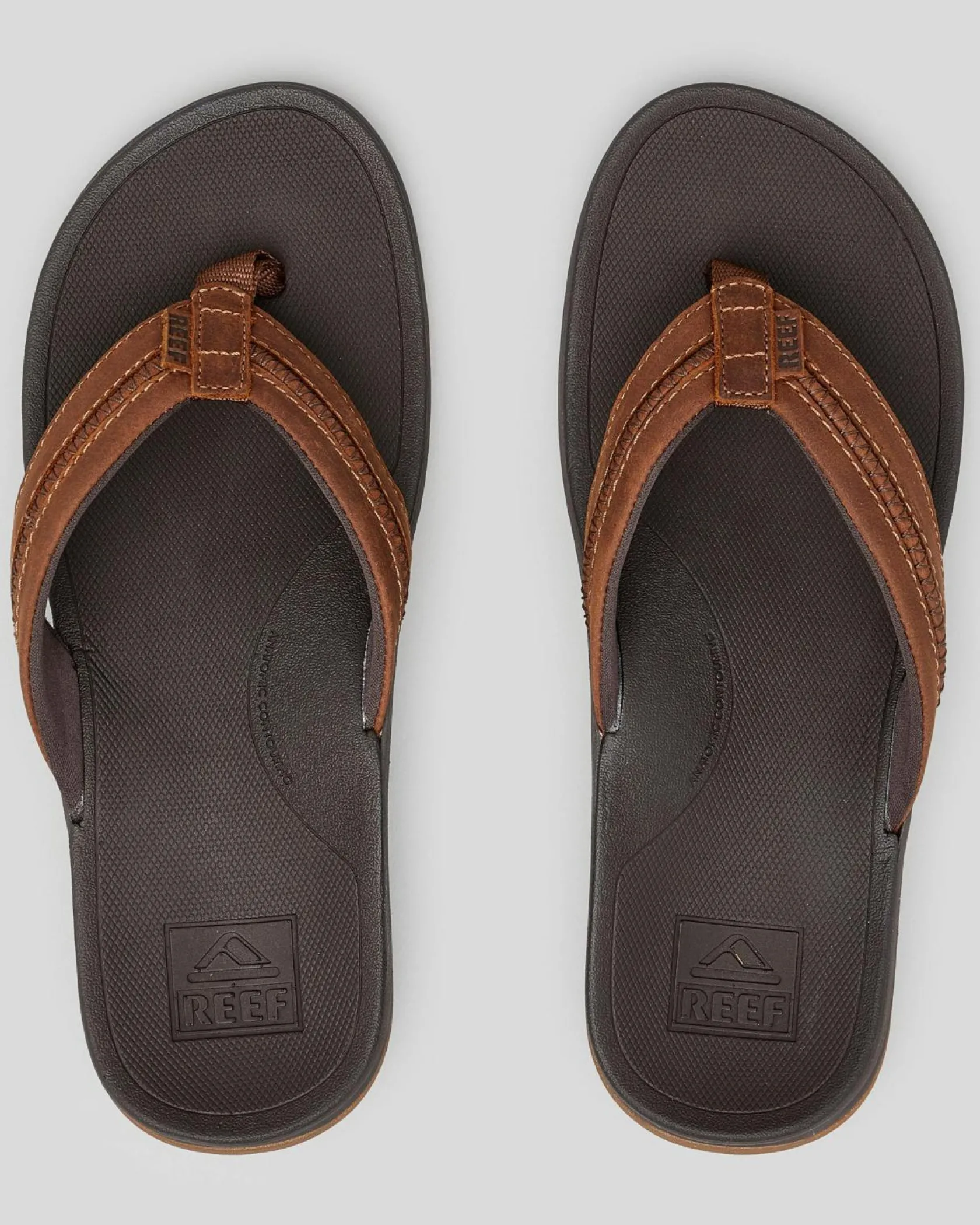 Reef Leather Ortho Coast Thongs Dark Brown Discount