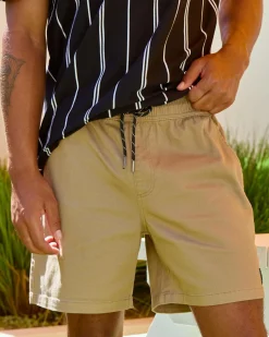 Lucid Lever Elastic Waist Shorts Sand Outlet