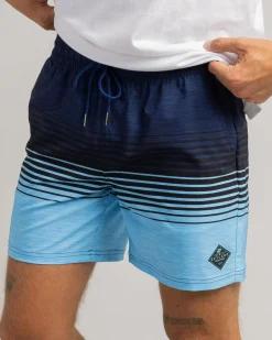 Skylark Linear Elastic Waist Shorts Blue Clearance