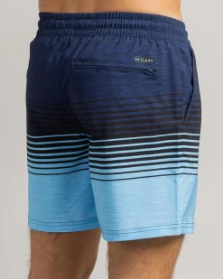 Skylark Linear Elastic Waist Shorts Blue Clearance