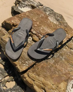 Havaianas Logo Thongs Black/orange Sale