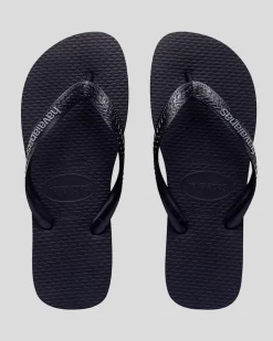 Havaianas Logo Thongs Black/ Steel Grey Best