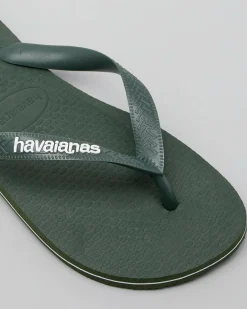 Havaianas Logo Thongs Green Olive