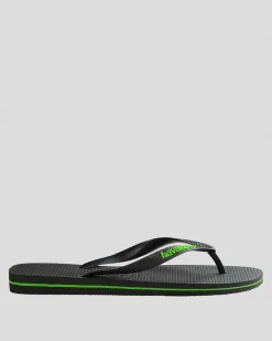 Havaianas Logo Thongs Black/green