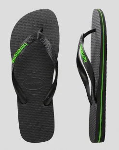 Havaianas Logo Thongs Black/green