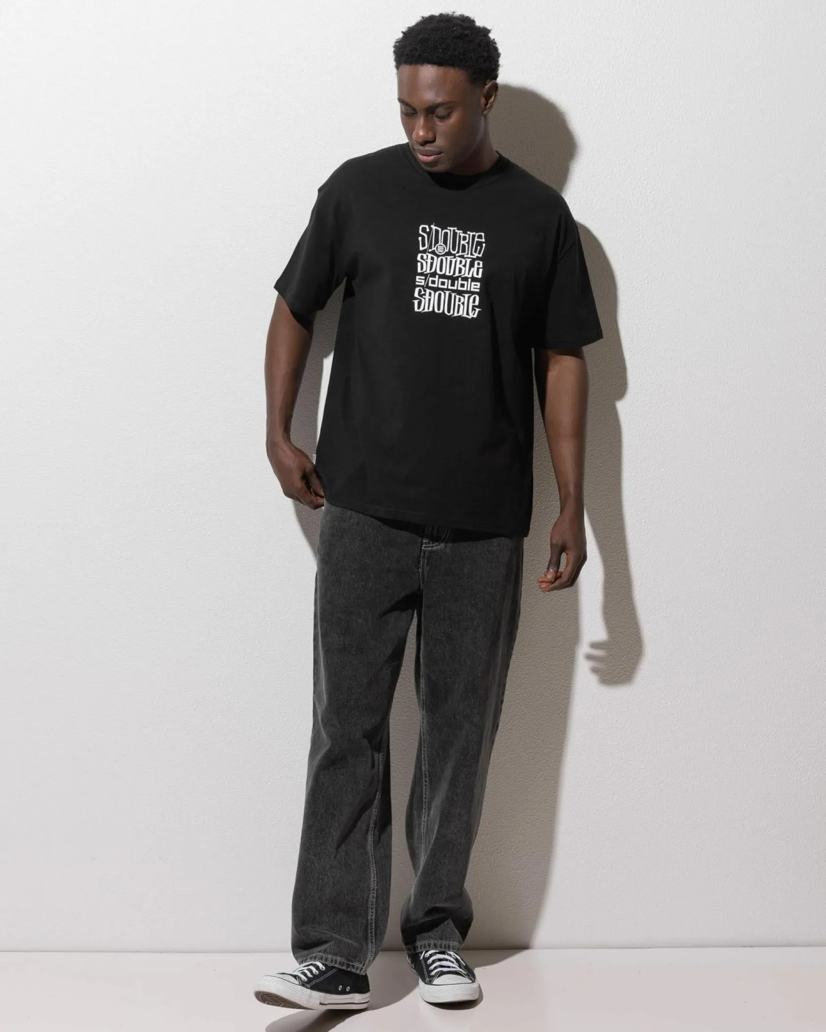 S-Double Logofest T-Shirt Black New