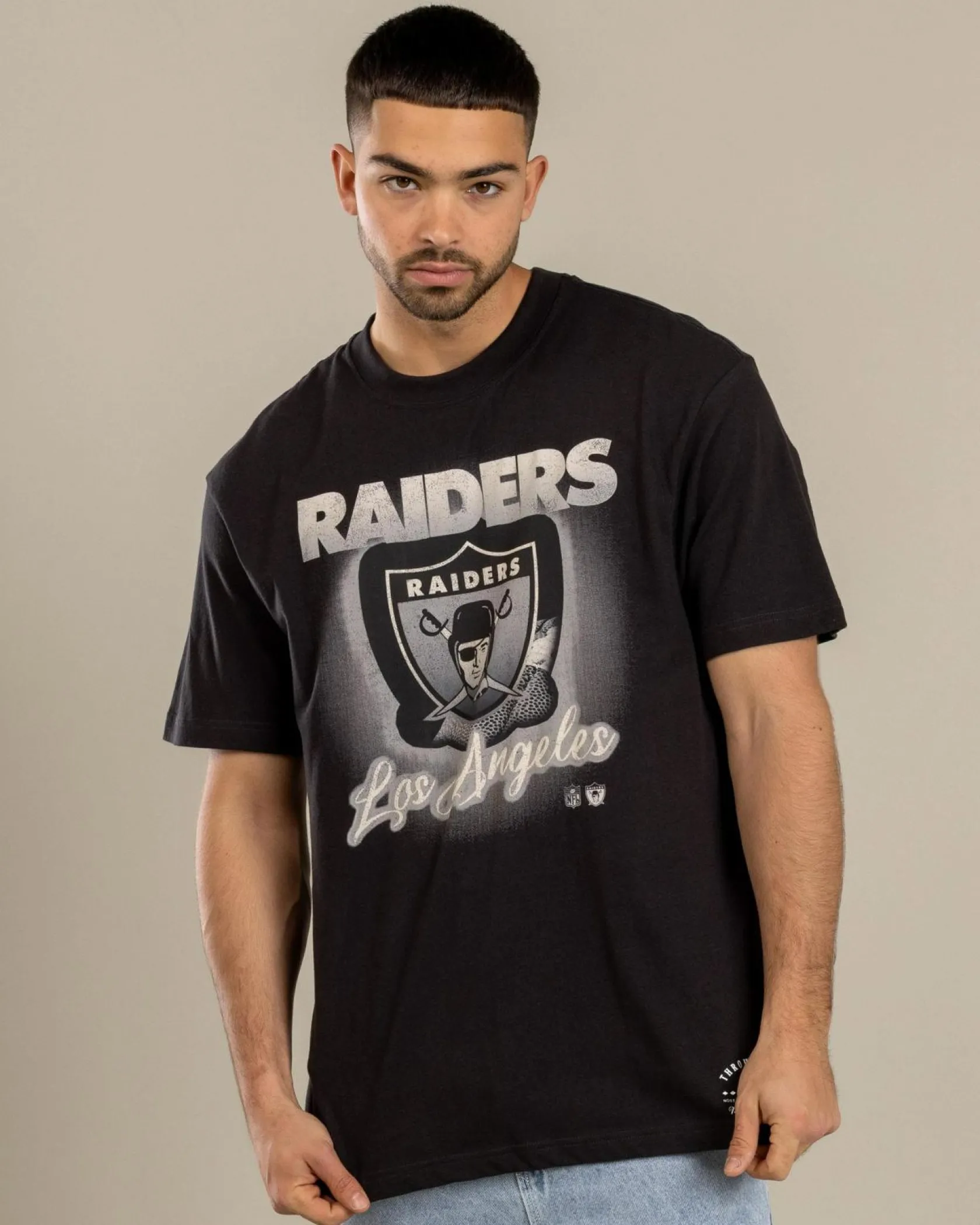 Mitchell & Ness Los Angeles Raiders Frame T-Shirt Faded Black Clearance