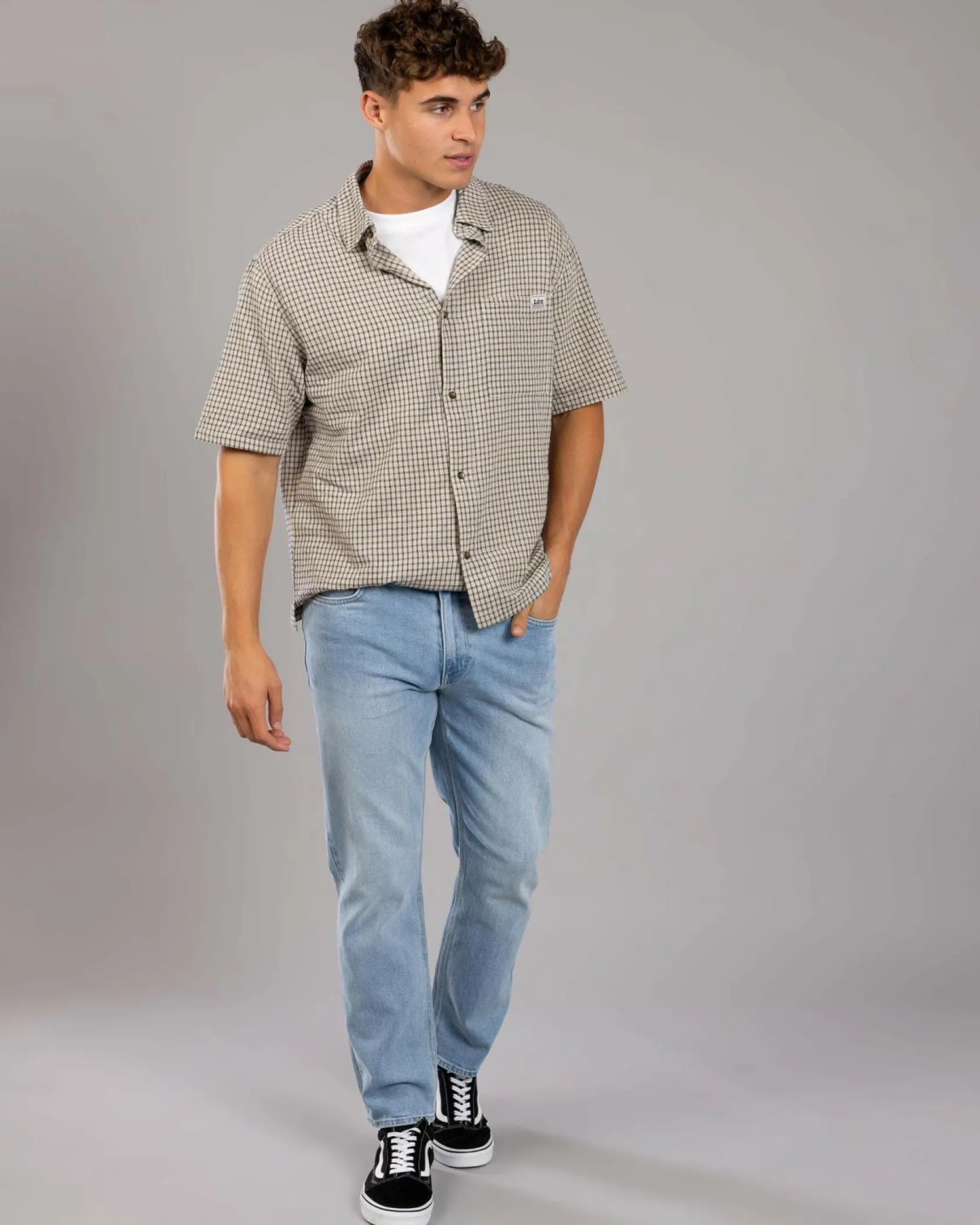 Lee L-Three Straight Jeans Stone Fade Outlet
