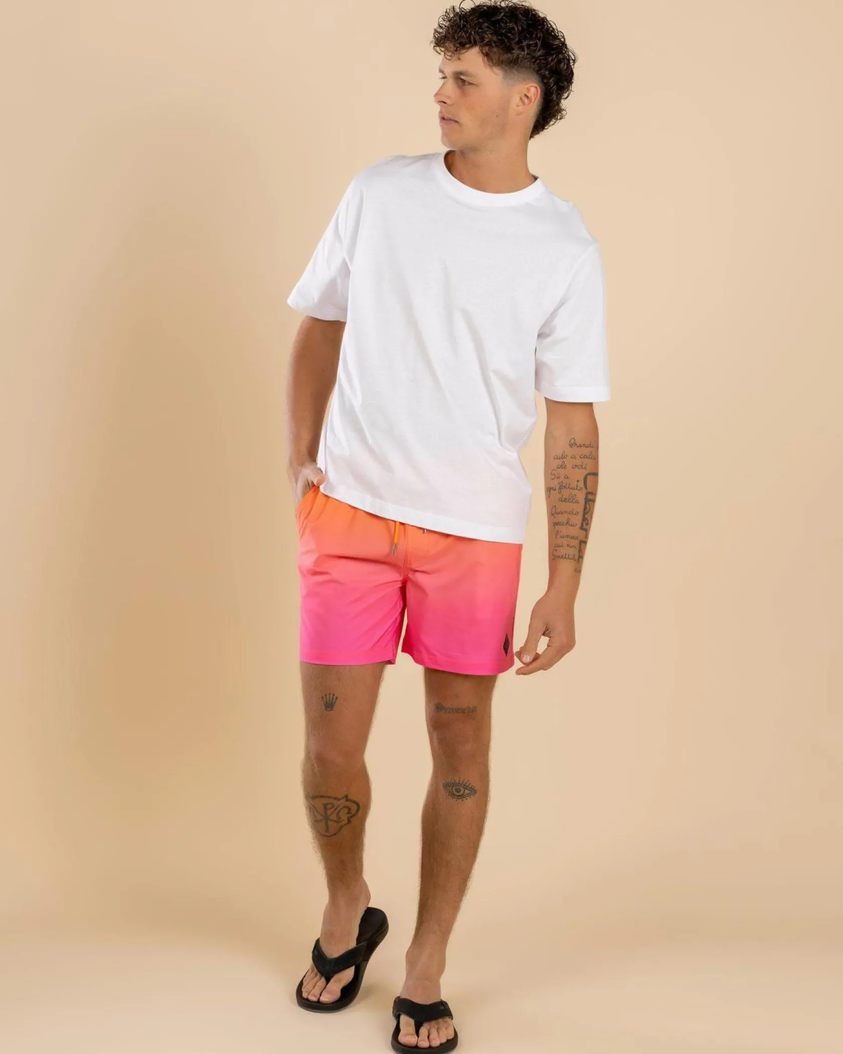 Skylark Luminous Elastic Waist Shorts Orange/pink Discount
