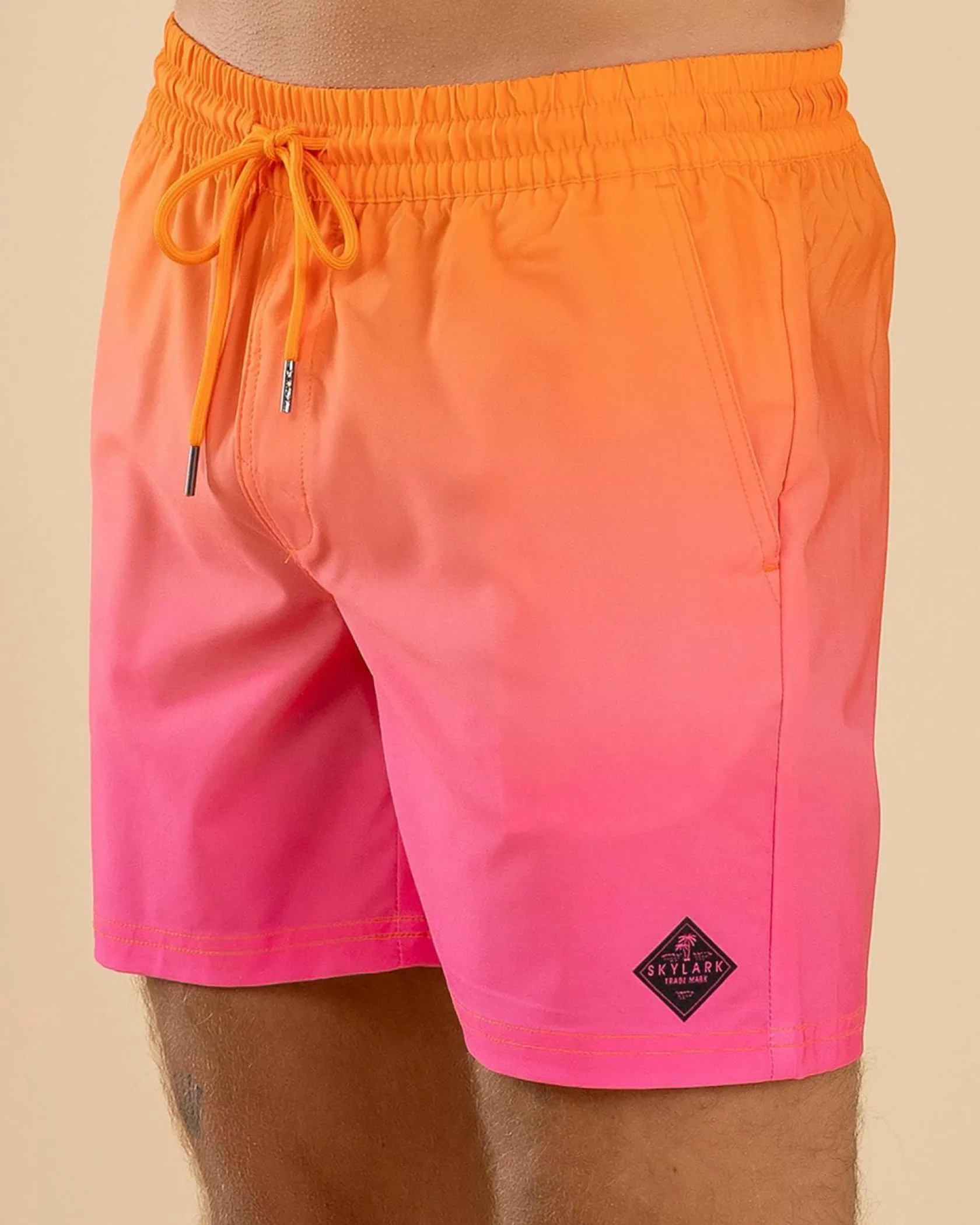 Skylark Luminous Elastic Waist Shorts Orange/pink Discount