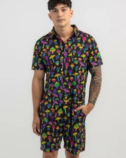 Lucid Magic Mushrooms Romper Black Hot