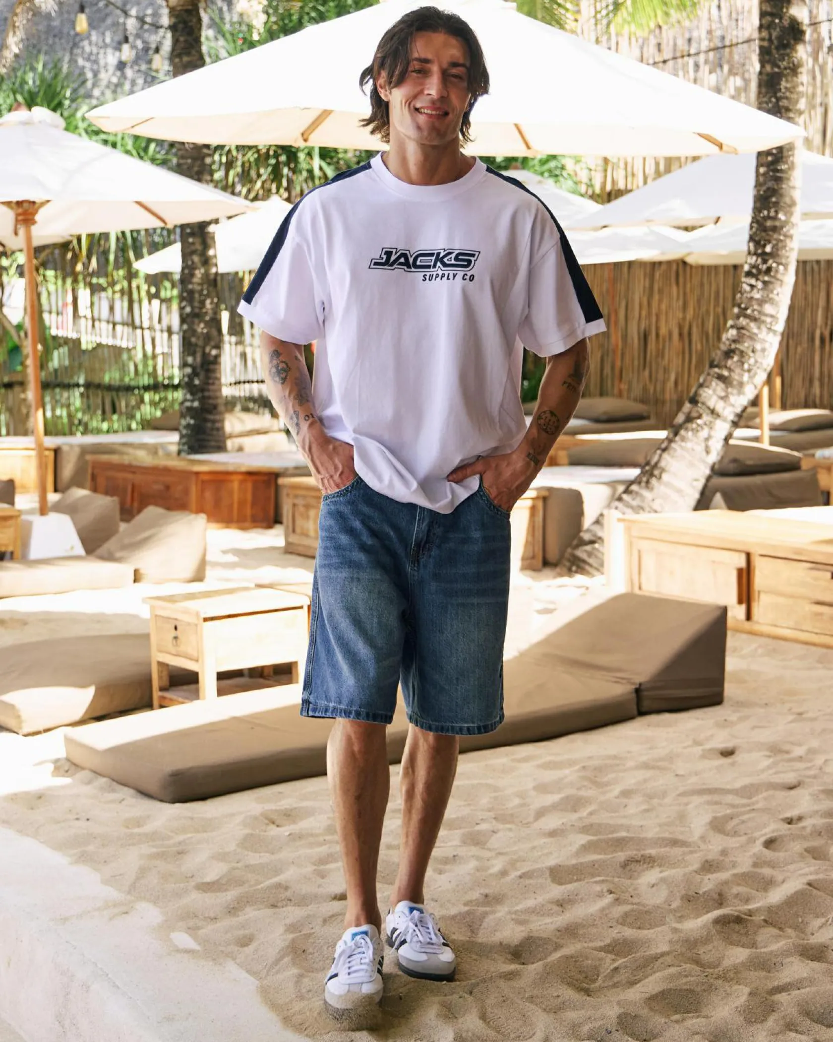 Jacks Magnify Denim Shorts Mid Blue Hot