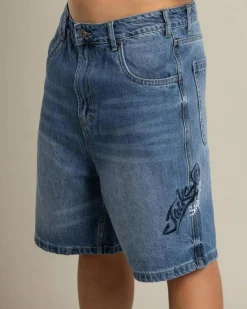 Jacks Magnify Denim Shorts Mid Blue Hot