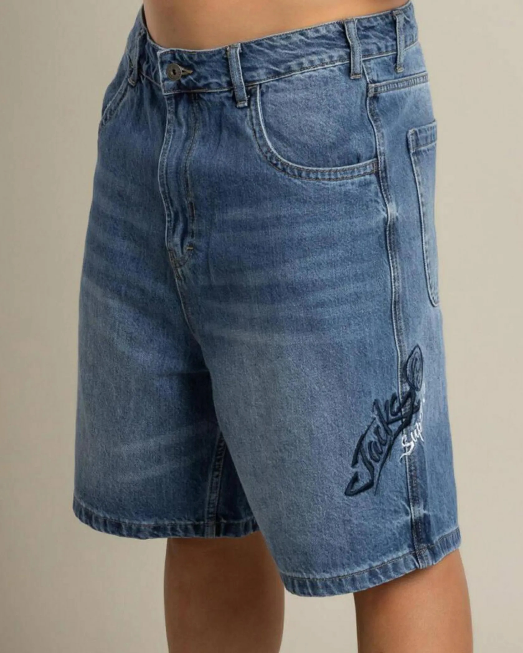 Jacks Magnify Denim Shorts Mid Blue Hot