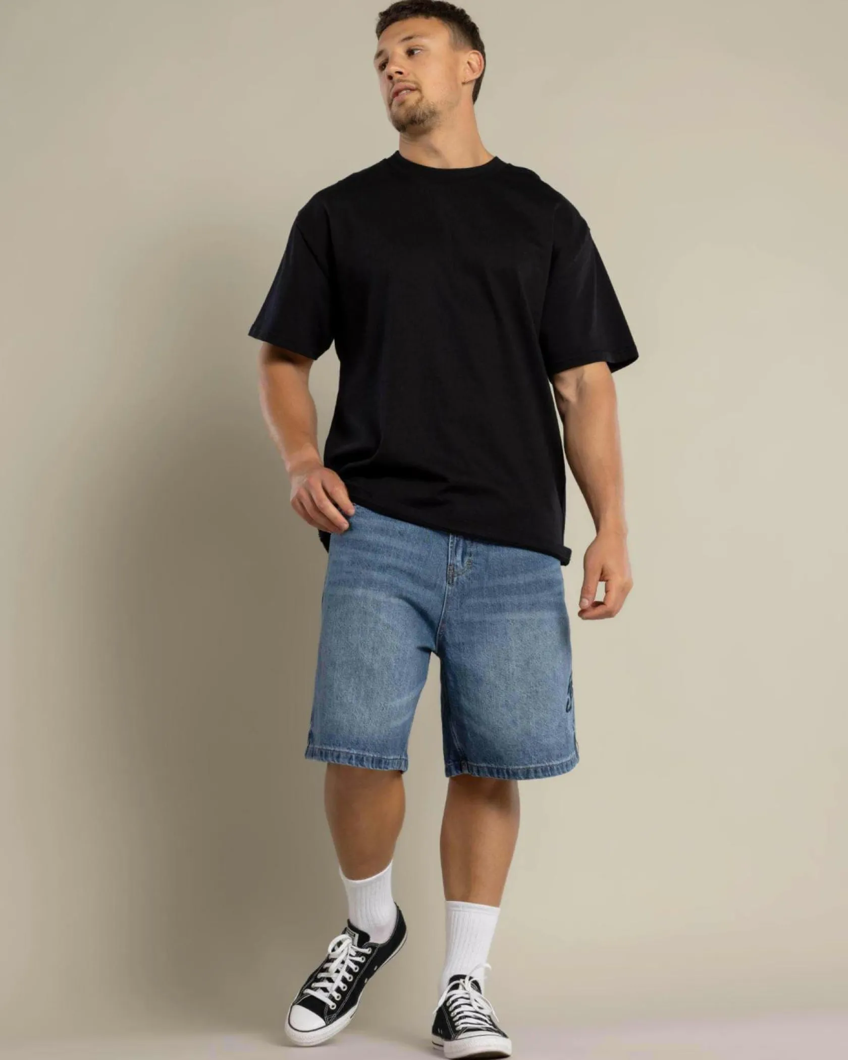 Jacks Magnify Denim Shorts Mid Blue Hot