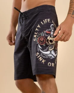 Salty Life Mainland Board Shorts Black New