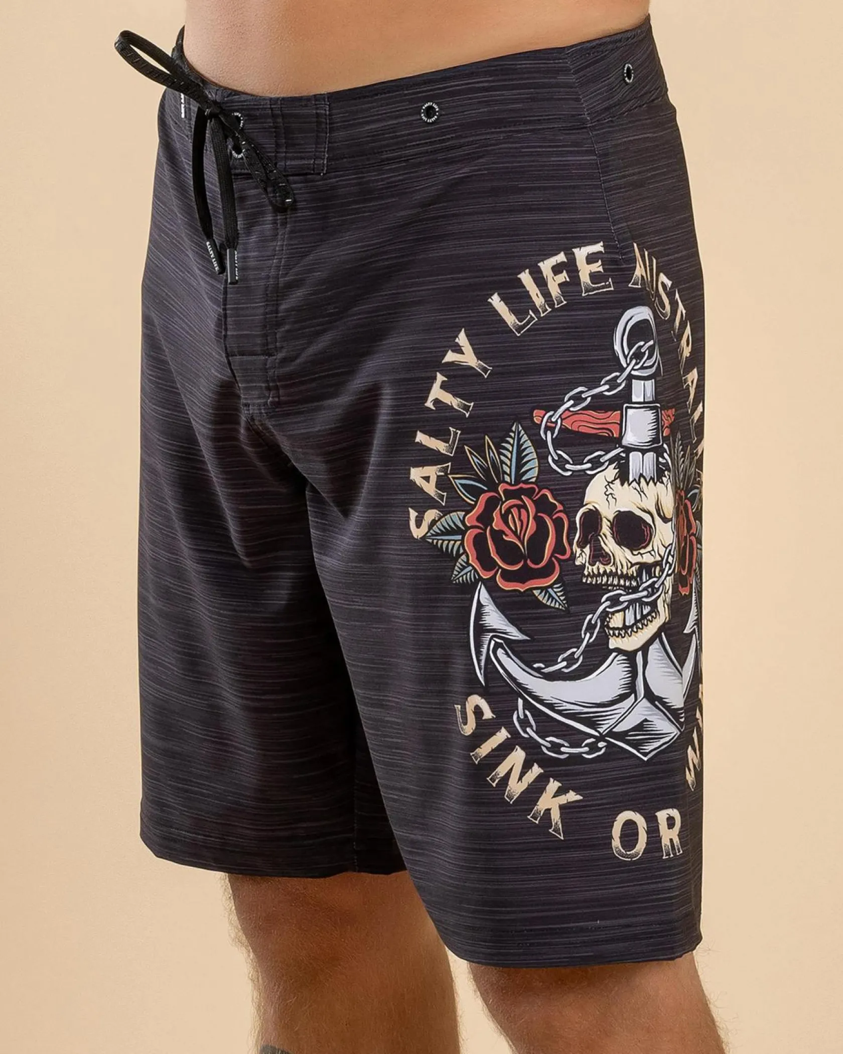 Salty Life Mainland Board Shorts Black New