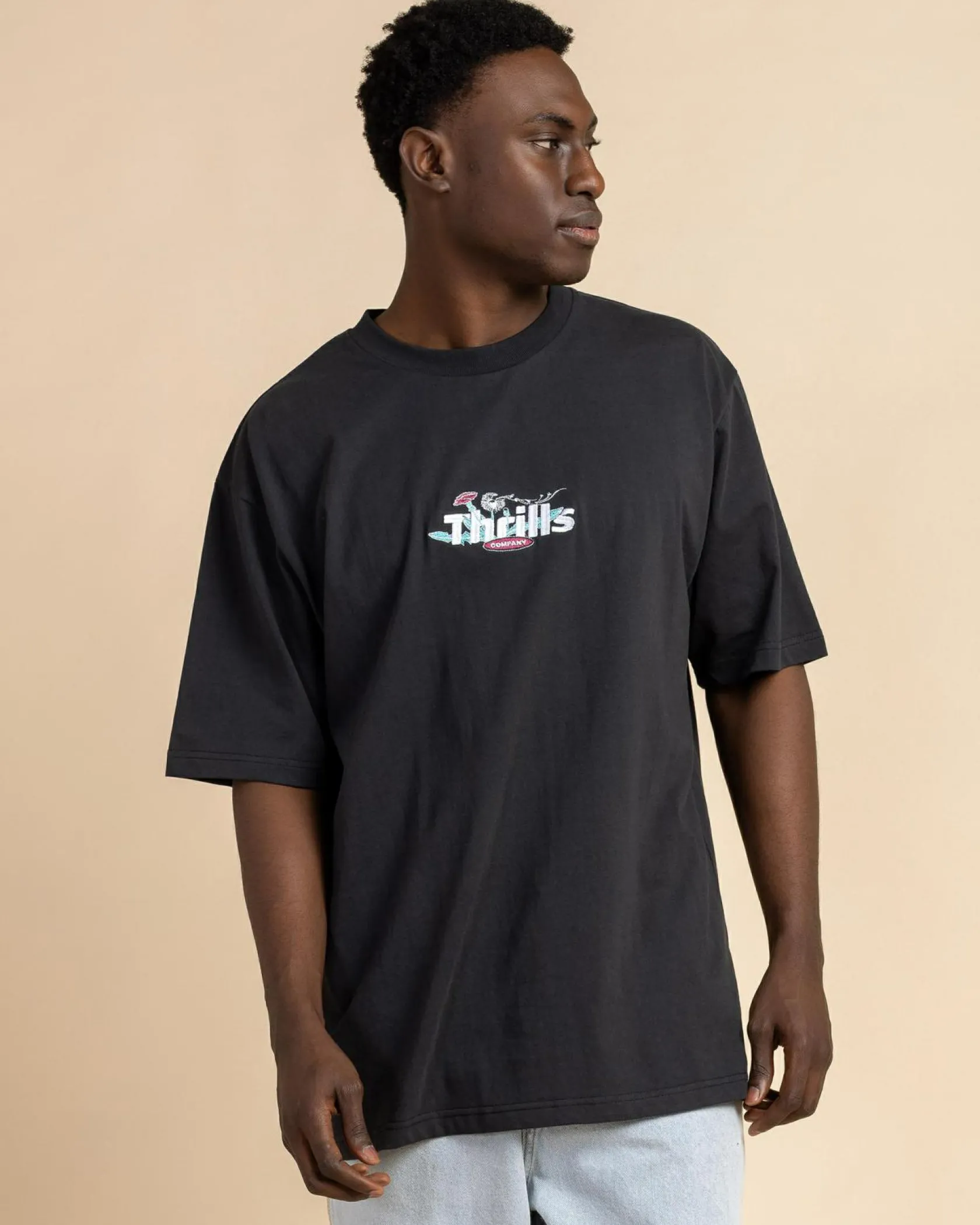 Thrills Make A Wish Oversize Fit T-Shirt Faded Black