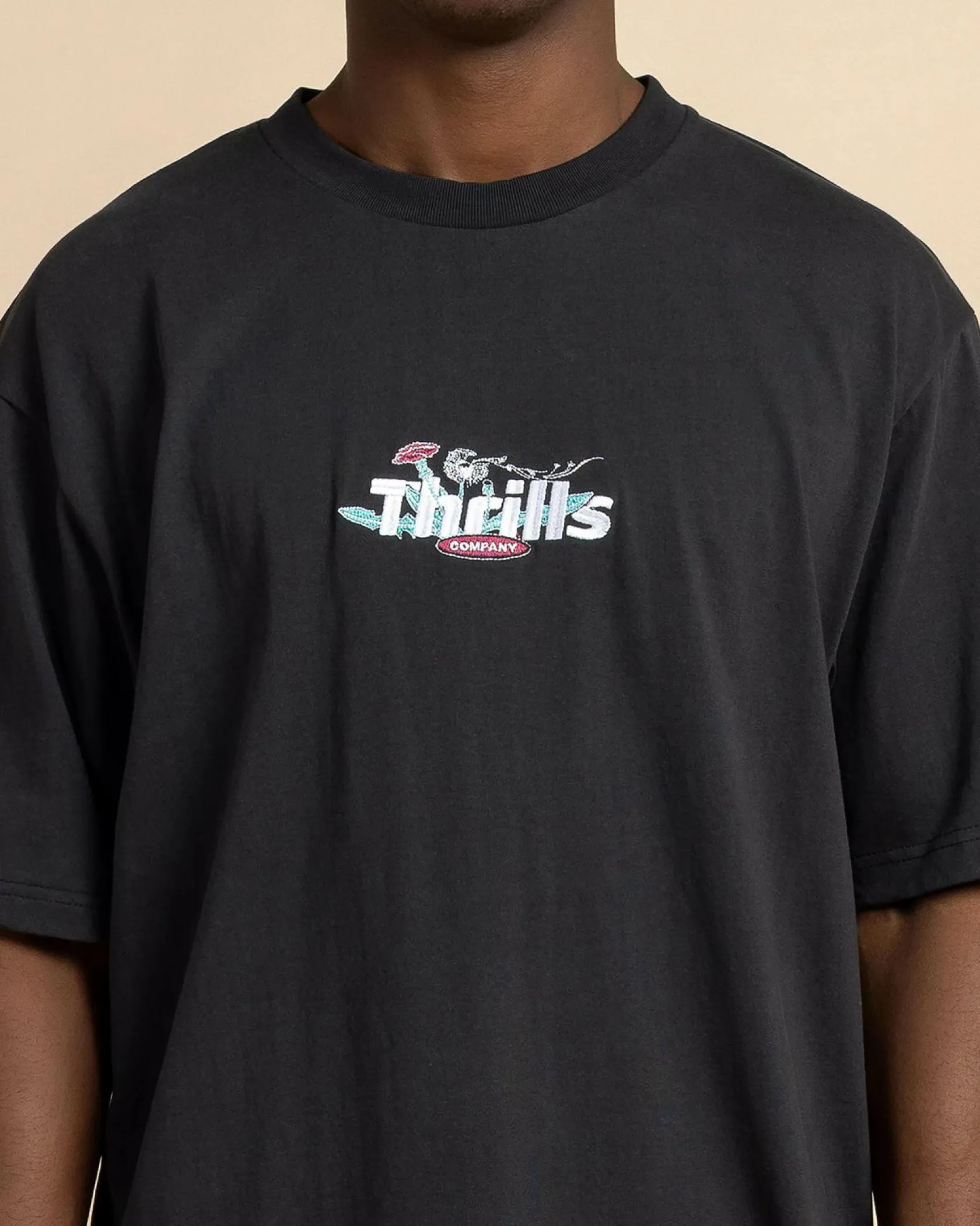Thrills Make A Wish Oversize Fit T-Shirt Faded Black