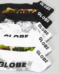 Globe Malcolm Ankle Socks 5 Pack Camo/assorted New