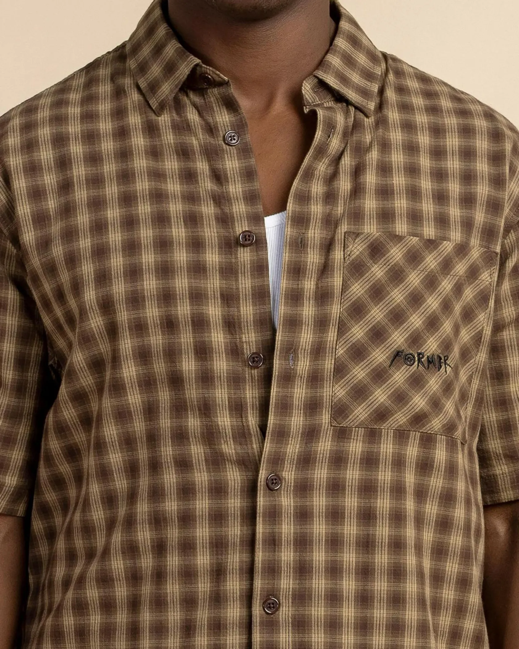 Former Manners Check Short Sleeve Shirt Bark Best