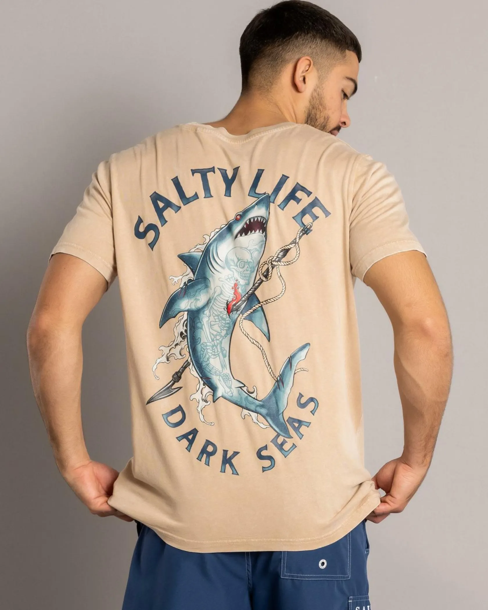 Salty Life Mariner's Grave T-Shirt Sand Acid New