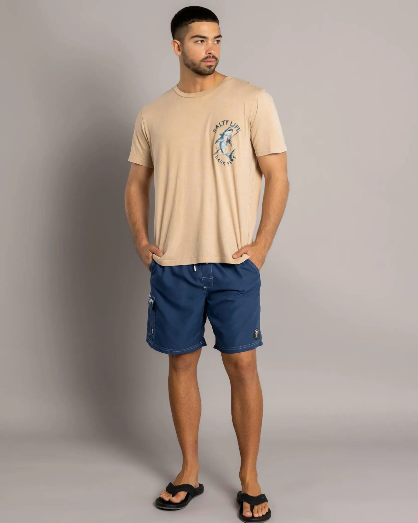 Salty Life Mariner's Grave T-Shirt Sand Acid New