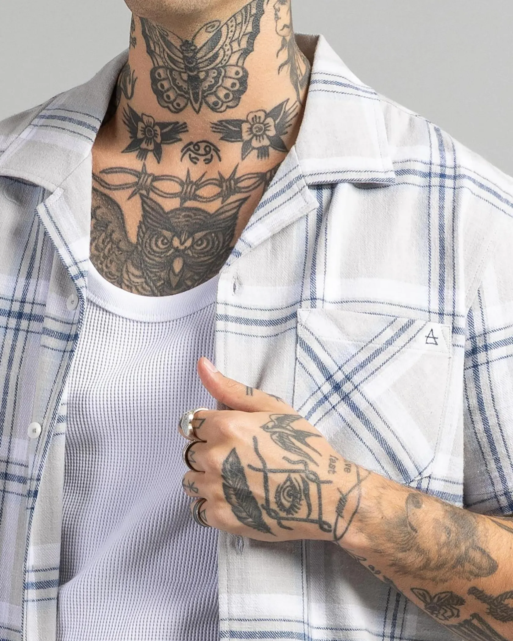 Lucid Mercy Short Sleeve Shirt White Check Clearance