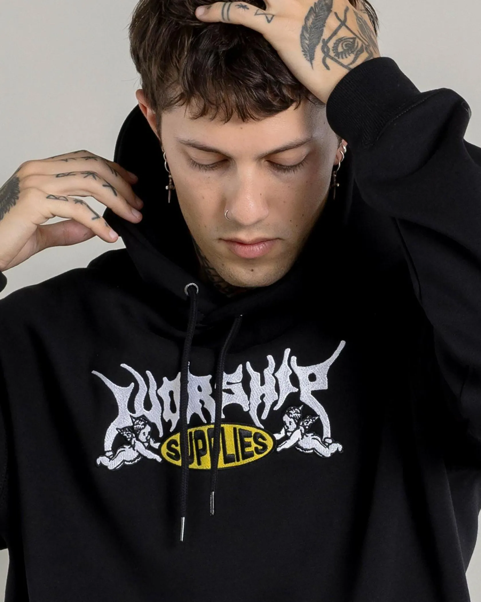Worship Supplies Messenger Hoodie Black Hot