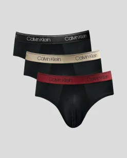 Calvin Klein Micro Stretch Hip Briefs 3 Pack Black W/ Black/syrah/cocoon Wbs Outlet
