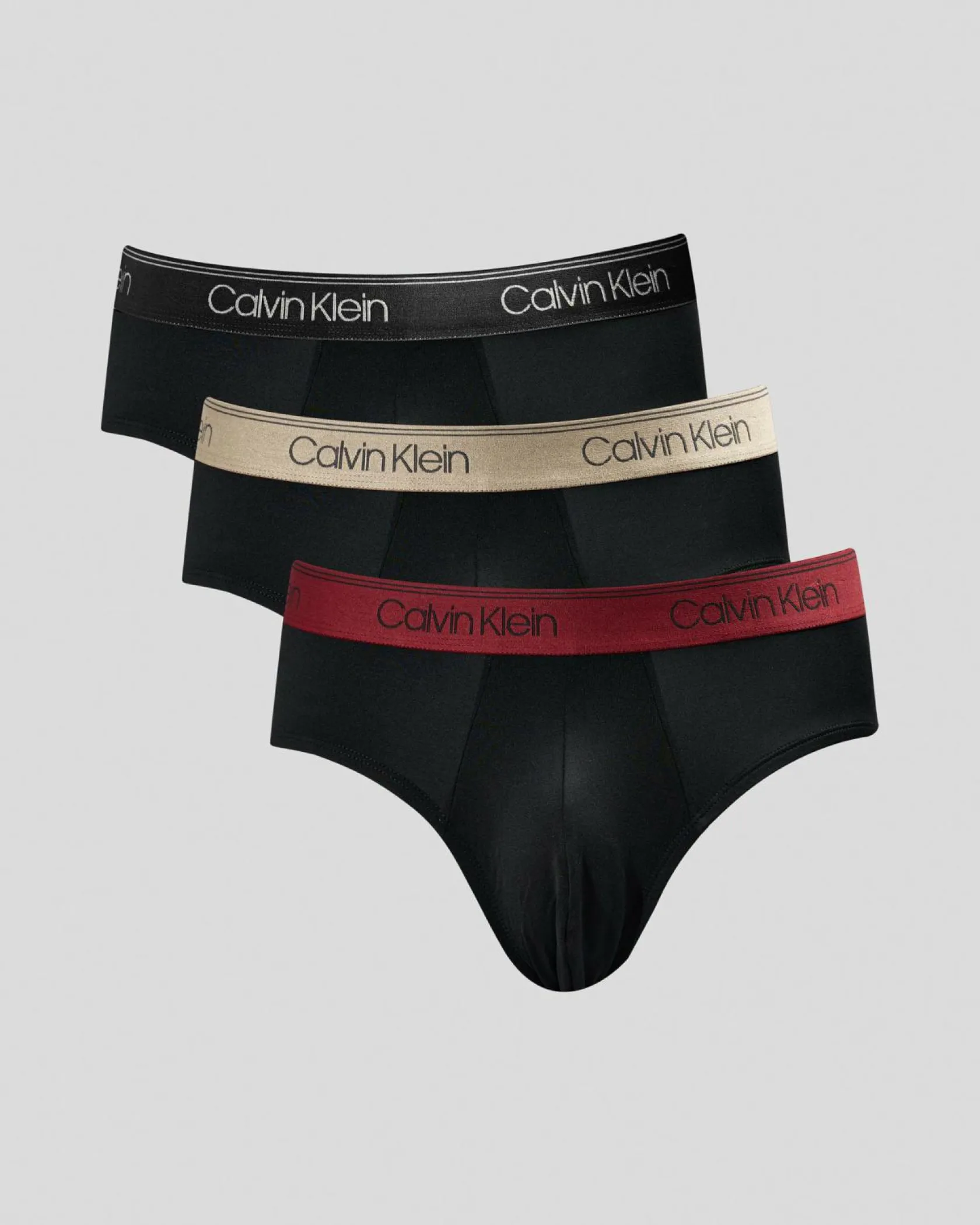 Calvin Klein Micro Stretch Hip Briefs 3 Pack Black W/ Black/syrah/cocoon Wbs Outlet