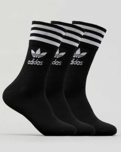 adidas Mid Cut Crew Socks 3 Pack Black/white