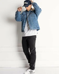 S-Double Mid-Block Curved Peak Trucker Cap Navy Clearance