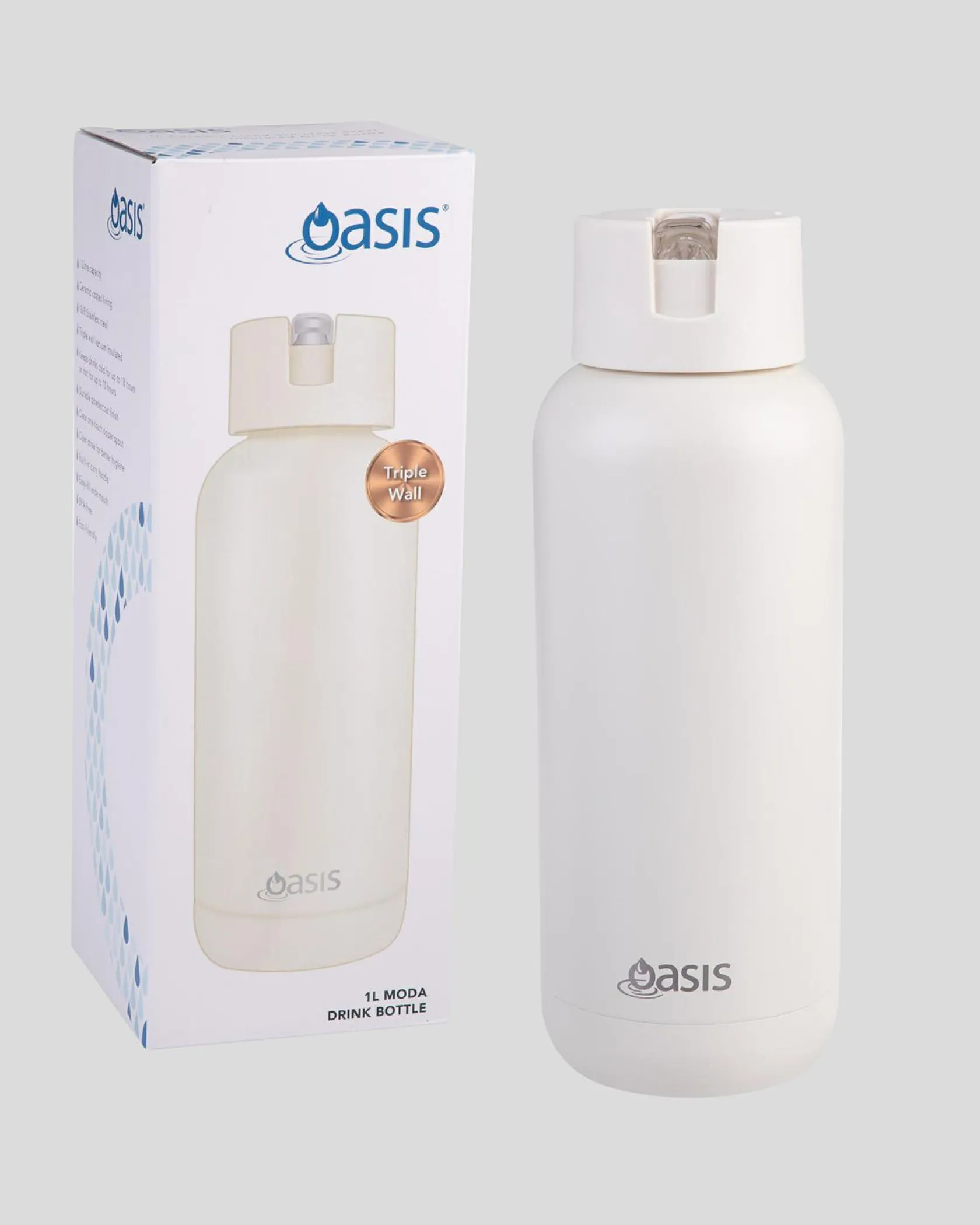 Oasis Moda Stainless Steel Insulated Drink Bottle Alabaster New