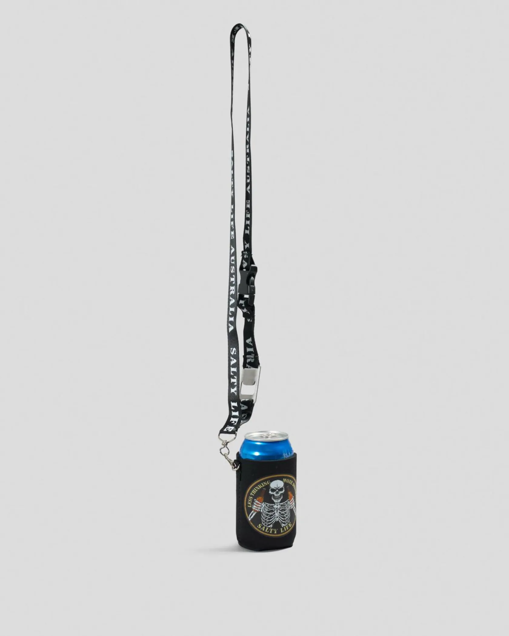 Salty Life More Drinking Lanyard Stubby Cooler Black Sale