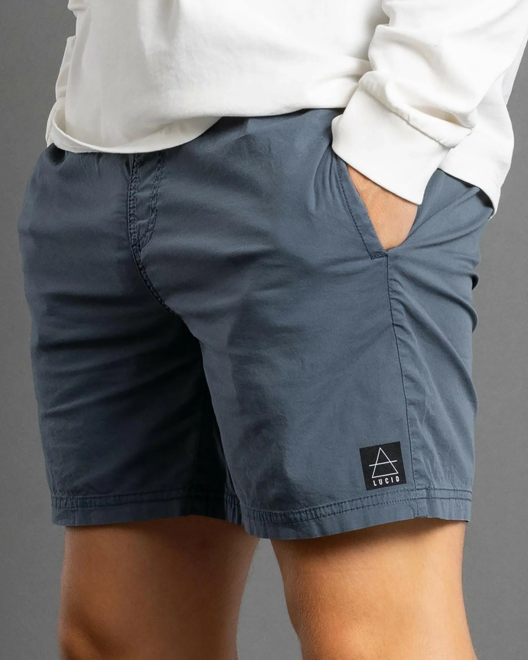 Lucid Motion Elastic Waist Shorts Slate Blue New