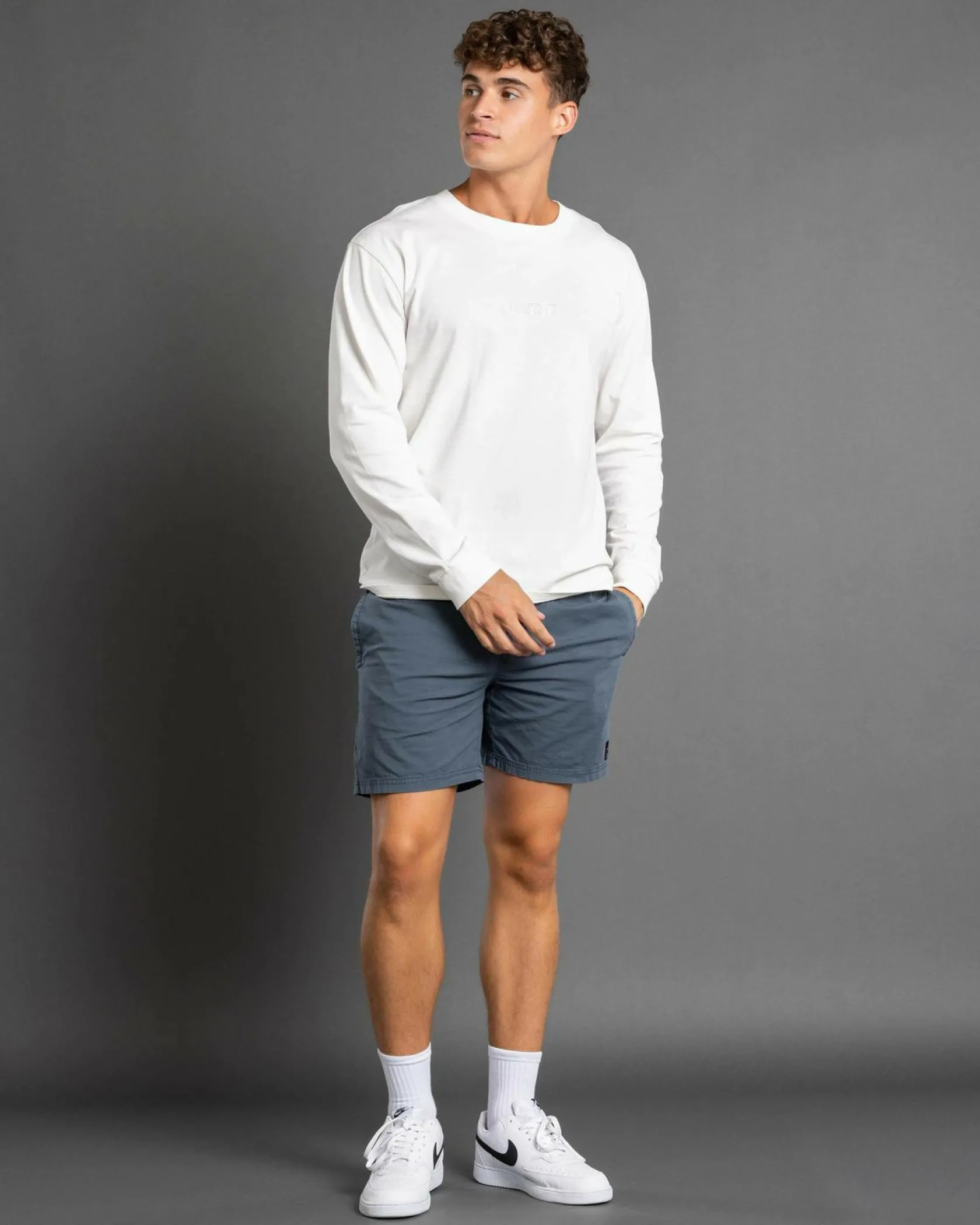 Lucid Motion Elastic Waist Shorts Slate Blue New