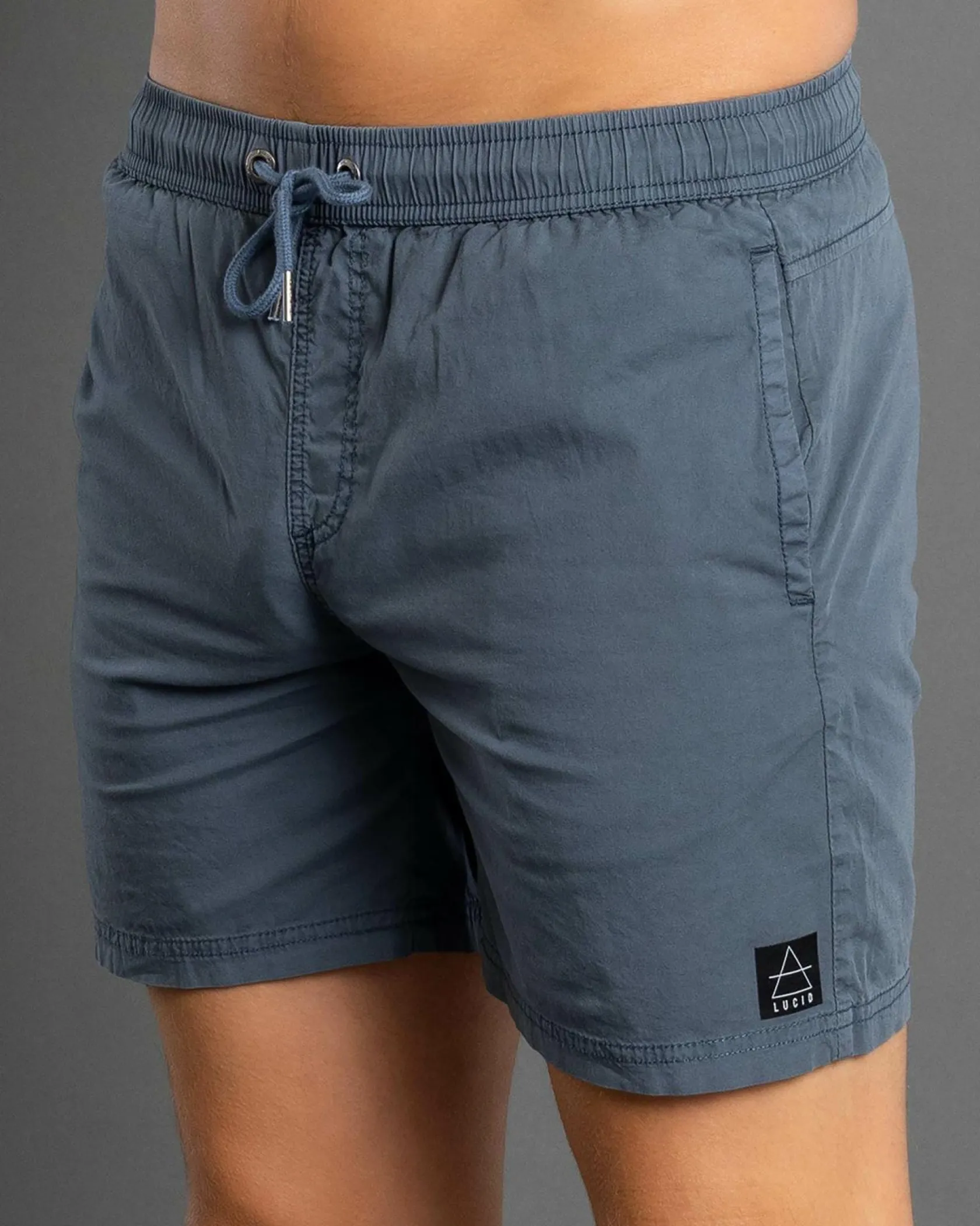 Lucid Motion Elastic Waist Shorts Slate Blue New